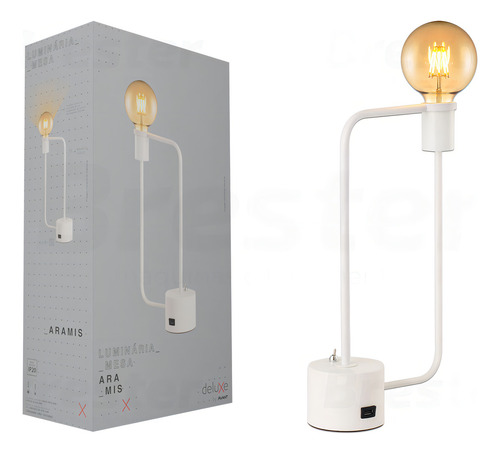 Luminária De Mesa Com Usb E27 Leitura Trabalho Estudo Avant 110V/220V (Bivolt)