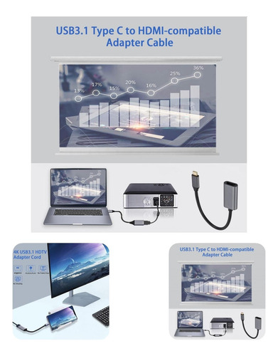 . Adaptador Usb Tipo C A Hdmi Compatible .