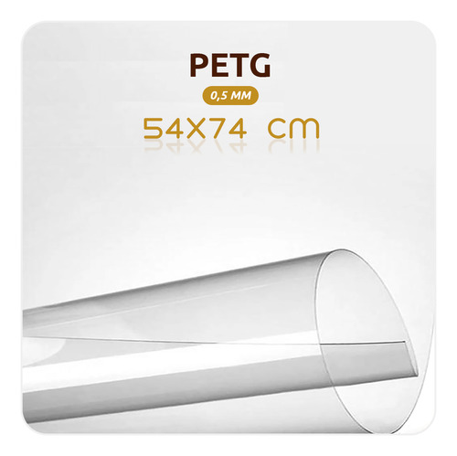 Placa Acrílica Petg Transparente 0,5mm 54x74 Cm