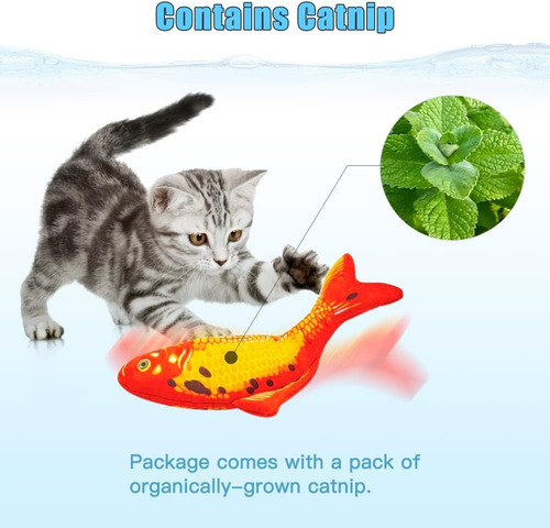 Juguete Para Gato Con Movimiento 2 Pzas En Forma De Pez Koi
