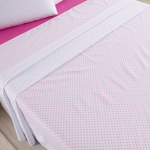 Jogo De Lençol 4 Peças Casal Percal 180 Fios Home Style Cor Rosa-chiclete Desenho Do Tecido Liso
