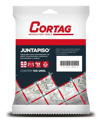 Espaçador Juntapiso 1,0mm 500 Peças Branco 61843 Cortag