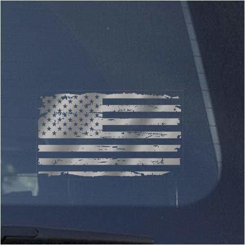 American Flag Clear Vinyl Decal Sticker For Window Distresse