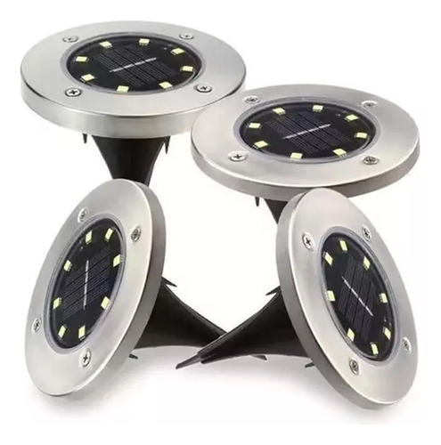 Pack 4 Lamparas Spot Solares Jardin Luz Blanca 8 Leds