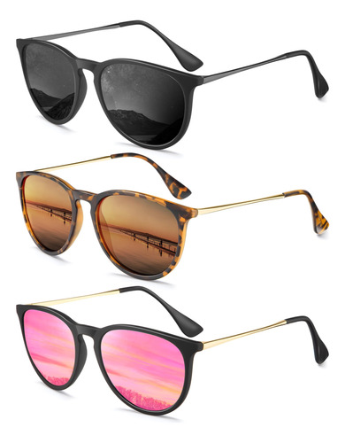 Anyluv Gafas De Sol Polarizadas Para Mujer, Ligeras, Redonda