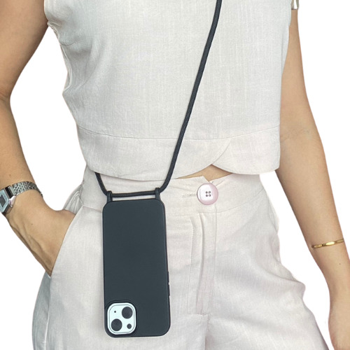 Capinha Capa Para iPhone 15 Com Cordão Alça Longa Regulável