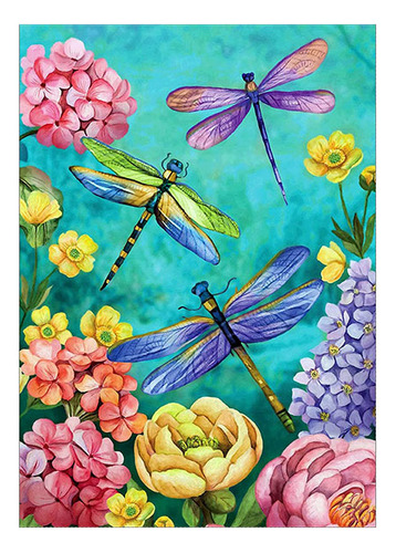 Juego De Pintura 5d Diamante, Motivo Flor Libélula, 40x30cm