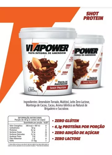 Kit 10X Pasta Integral de Amendoim - 1005g Cacau Protein - VitaPower