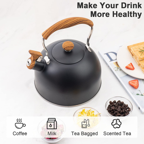 Tetera Tedswait Whistling De 2,5 L Con Mango De Madera, Colo