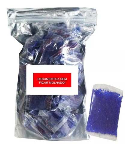 Imagem 1 de 2 de 25 Saches 10g Silica Gel Azul Tira Umidade Bag Hermetico
