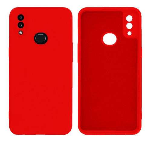 Case Capa Silicone Proteção Camera Para Samsung Galaxy A10s Cor Vermelho Liso