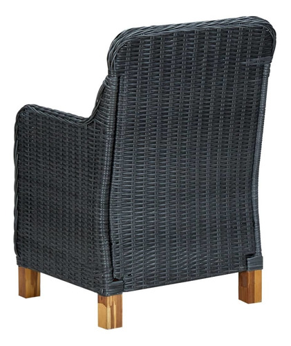 Sillas De Jardín Con Cojines 2 Pzas Rattan Gris Oscuro