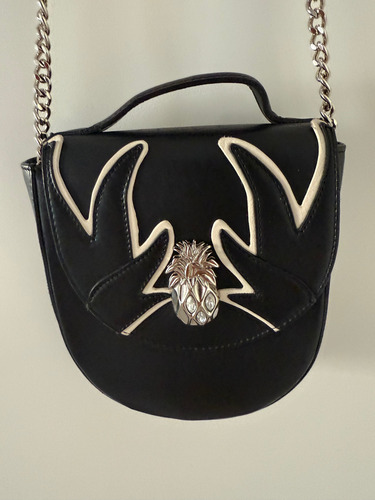 Cartera Jazmín Chebar Negro Lisa Níquel Negro (Usado)
