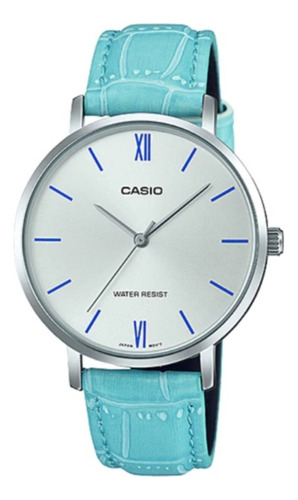 Reloj Casio Ltp-vt01l-1b Para Dama Negro/plateado Mediano