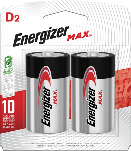 Pilas Energizer Max Alcalina D 2pk