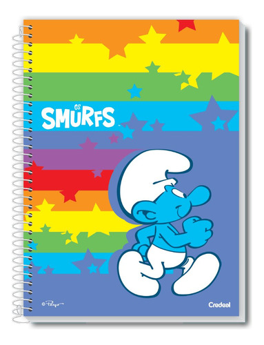 Caderno 10 Matérias Universitário 160f Capa Dura Smurfs Cor