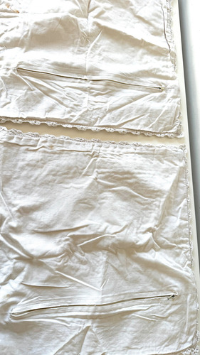 Vintage Lote Textil X10 Mantel Carpe Almohadon Tejido Croché Blanco Liso (Usado)