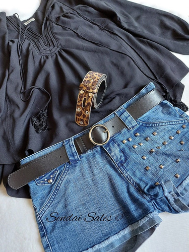 Cinto Animal Print Fivela Redonda Removível + Tira Extra