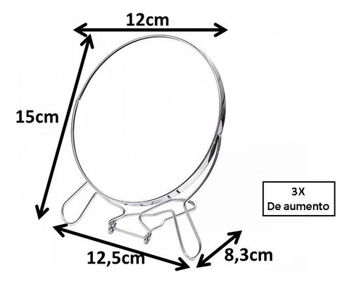 Espejo Reversible C/aumento X3 Tocador Baño Escritorio 12cm