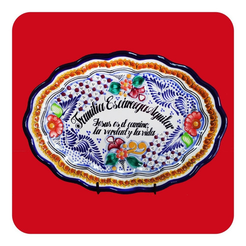 Imagen 6 de 9 de Charola Concha D Talavera Poblana 37x27 Cm Personalizada Chr