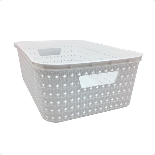 Canasto Organizador Plastico Nudos Grande Rectangular Deco