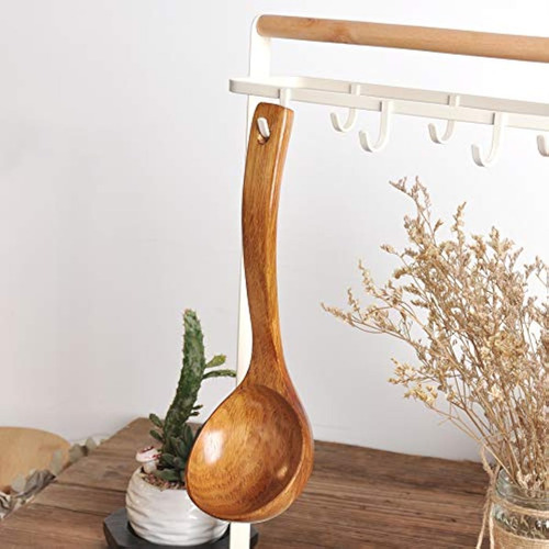 Cucharon De Madera De Mango Largo Para Sopa Y Resistente