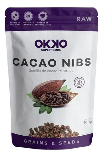 2 Pza Cacao Nibs Okko Semilla 100 G