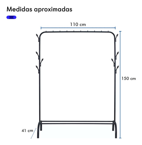 Perchero Rack Armable Ropa Organizador Closet Hogar Ganchos Color Negro