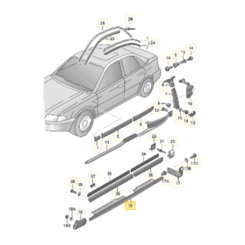 Listón Umbral Izquierdo Original - Audi A4 1995 - 1999