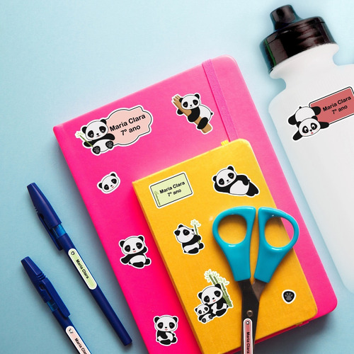 Imagem 2 de 3 de Etiquetas Escolares Panda Personalizadas 138un