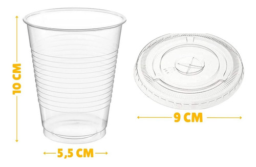Vasos Plásticos Con Tapa Plana 12oz Vasos Desechables 50und