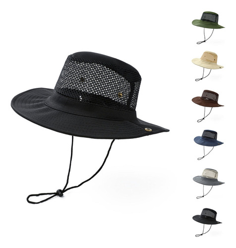 Sombrero De Sol De Malla Upf50+ For Hombre, Sombrero De Ala