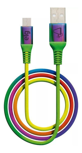 Cabo Micro Usb Rainbow Recarga Sincronização 1 Metro M510rb