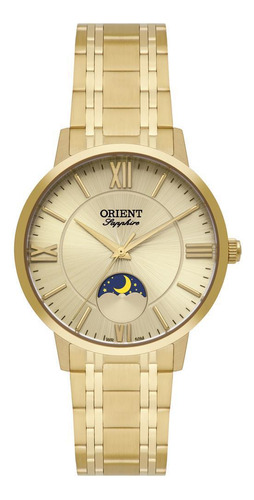 Relógio Orient Feminino Fases Da Lua Dourado 33mm