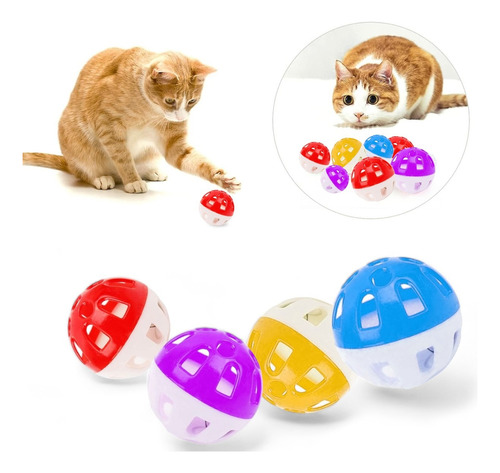 Set 4 Pelotas Para Gato Juguete Con Cascabel Juegos De Gatos