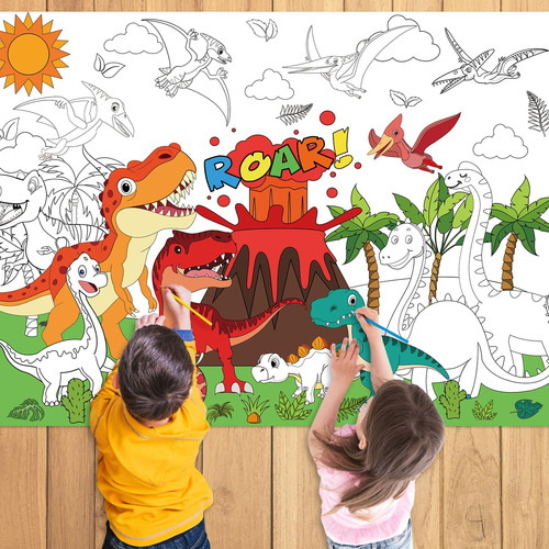 Póster Para Colorear Nicime Dinosaur 110 X 80 Cm Con Imagen