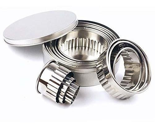 Stainless Steel Fluted Edge Round Cookie Biscuit Cutter Set 