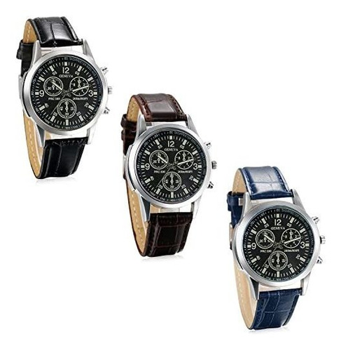 Reloj De Hombre Cuero Dia Cuarzo-business Casual