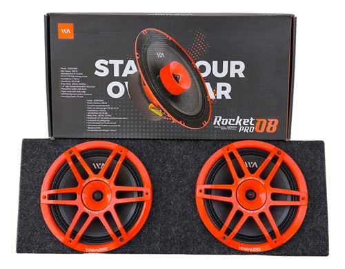 Par Bocinas Medio Rango Con Cajon Waraudio Rocket Pro 08 Color Negro
