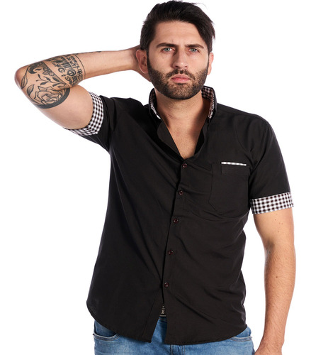 Camisa Masculina Manga Curta Slim Fit - Parcelado Sem Juros