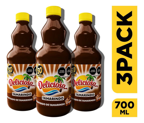 3 Pack Concentrado Para Agua Deliciosa Tamarindo De 700ml