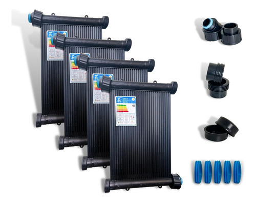 Kit Aquecedor Solar Piscina12 Placas 4mt + Kit Fechamento