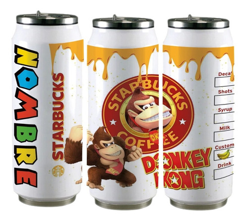 Termo Acero Lata 450 Mario Bros Donkey Kong Mod2 Personaliza