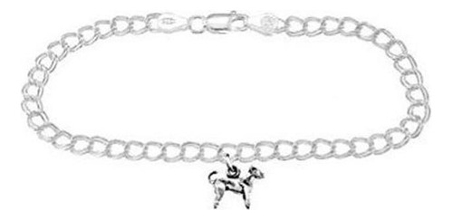 Pulsera De Dije - Sterling Silver Chihuahua Dog On 4 Millim