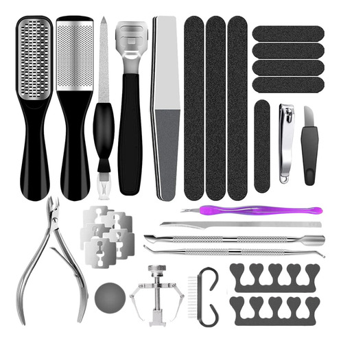 Kit 27 Herramientas Pedicura Lima Pies Cutícula Callos Talón