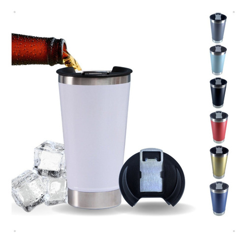 Copo Térmico 473ml Com Tampa E Abridor Para Cerveja