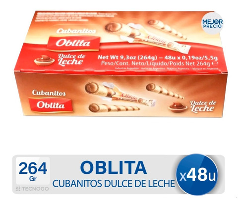 Cubanitos Oblita Dulce De Leche Oblea X48u - Mejor Precio