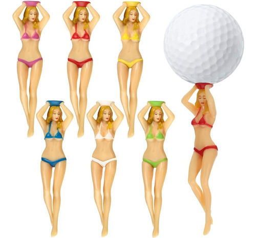 Imagen 1 de 7 de Pack X6 Golf Tees De Figura Mujer En Bikini De Plastico