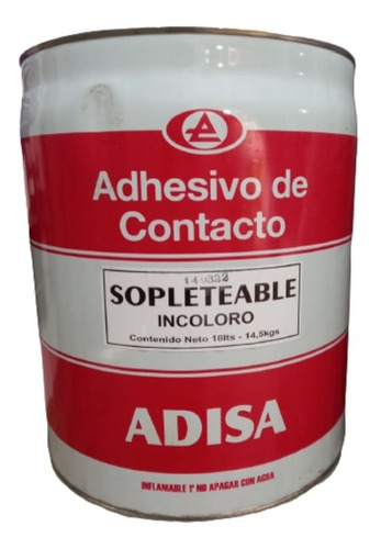 Adhesivo De Contacto Sopleteable Incoloro Adisa X 18lts. 