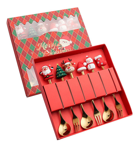2 X 6 Tenedores De Cucharas De Postre De Acero Estilo A